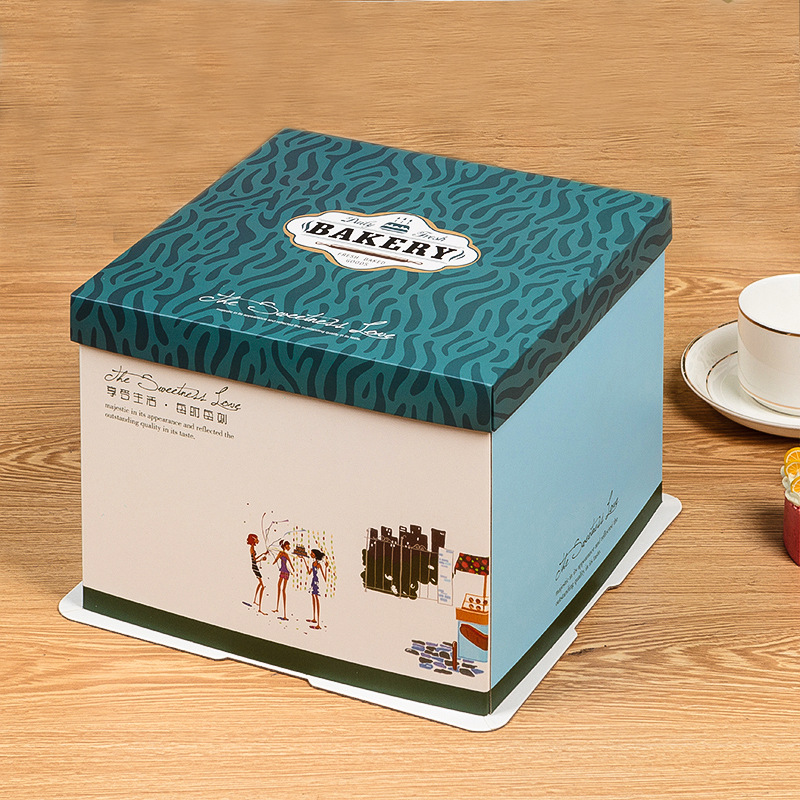午后时光蛋糕盒6 8 10 12 14 16寸方形生日蛋糕盒烘焙包装盒批发