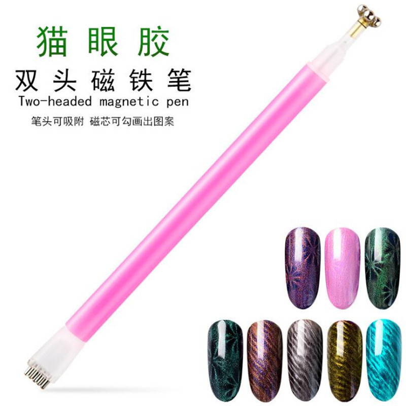 Bolígrafo magnético de ojo de gato para manicura de doble punta, flor de ciruelo, ondulación de agua, efecto de ojo de gato, imán de manicura con patrón multifuncional