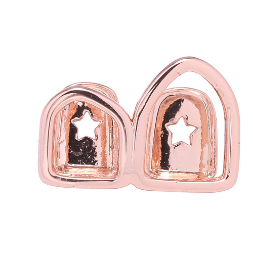 Amazon's New Euro-American Style Teeth Caps: Two Hollowed-Out Shark-Tooth Hip-Hop Gold-Plated Dental Accessories—Hot-Selling Makeup Props & Trendy Jewelry