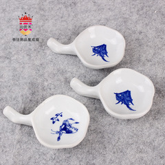 Biyoumi Ceramic Inkstone with Blue and White Porcelain Pen Holder, Calligraphy and Painting Studio Training Ceramic
