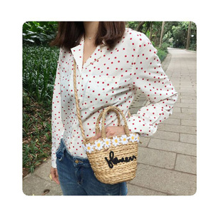 New Daisy Beach Bag Straw Bag Woven Bag Straw Bag One-shoulder Portable Calabash Grass Flower Fresh Crossbody Small Bag