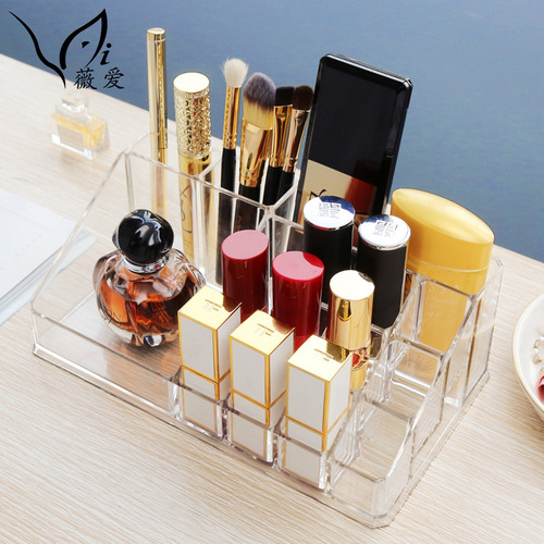 Japanese-style home cosmetic makeup brush lipstick storage box shelf plastic box desk organizer manufacturer wholesale