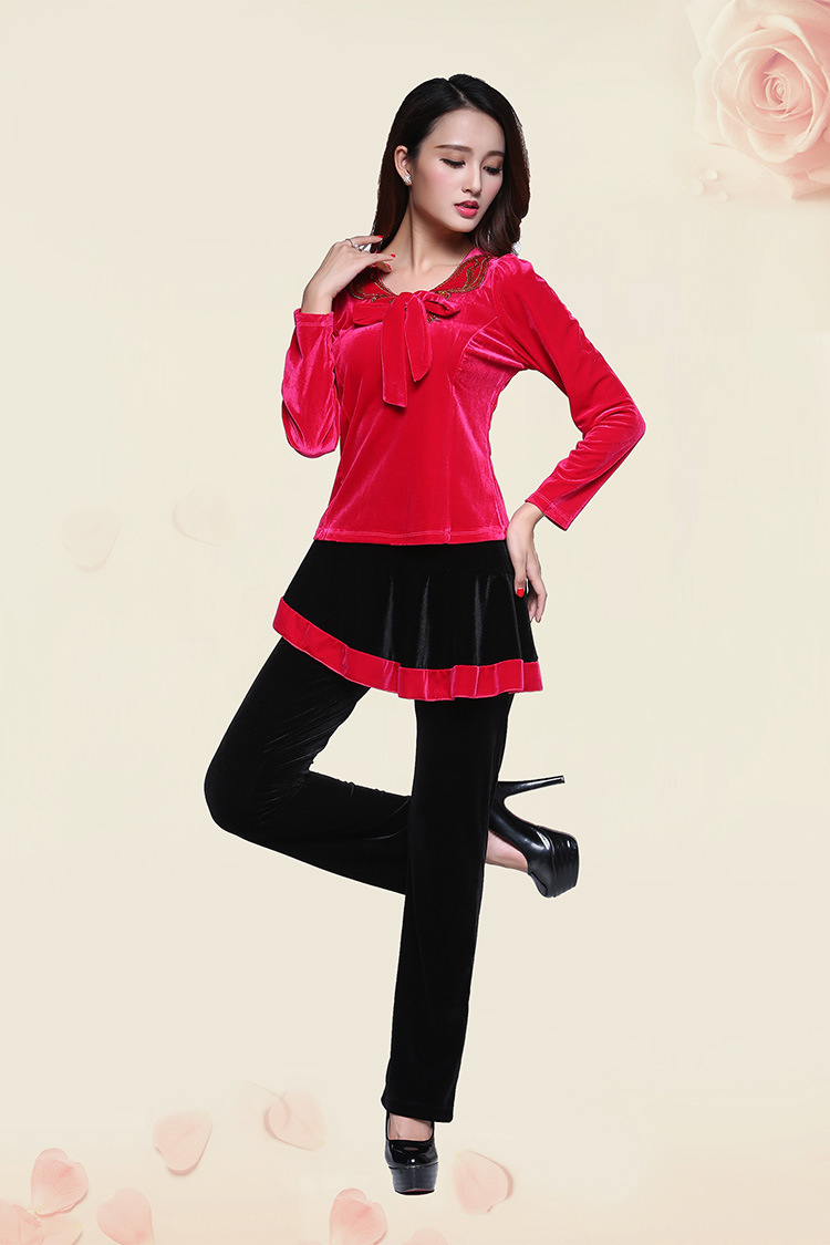 Rose gold collar top + black culottes suit