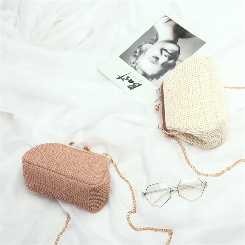 Daily Special Imitation Straw Bag Mini Shell Summer Clip Bag for Women 2025 New Simple Shoulder Crossbody Bag