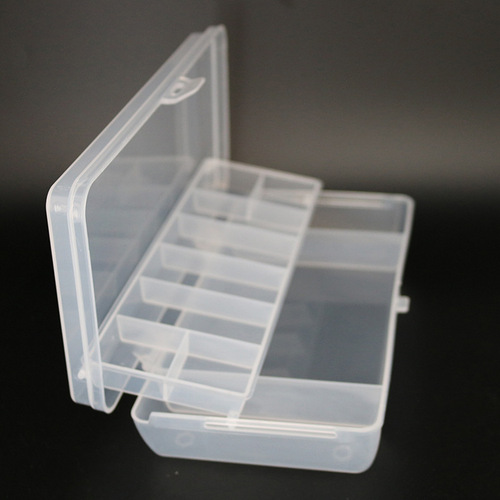 Wholesale double-layer fishing gear box plastic lure box multi-functional storage box lure box