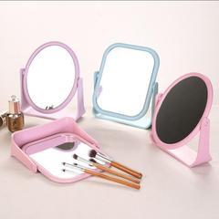 European-style makeup mirror, wheat straw rotating beauty dressing table, simple high-definition dual-sided makeup princess mirror