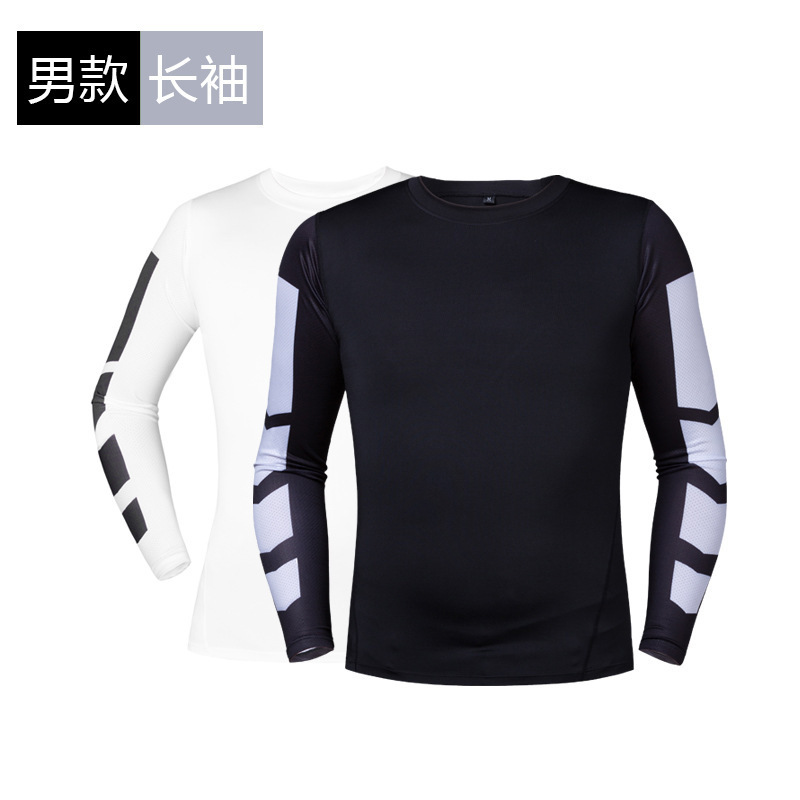 Printed tights long sleeve men's mesh fitness basketball running equipment moisture wicking quick drying factory direct sales