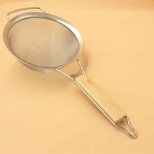 日用品百货批发宽边油捞木柄不锈钢网漏宽边油格带耳无磁防烫柄