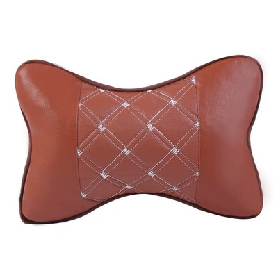 Headrest Interior Cushion, Pu Car Accessories - pu-embroidery-coffee-one-2818