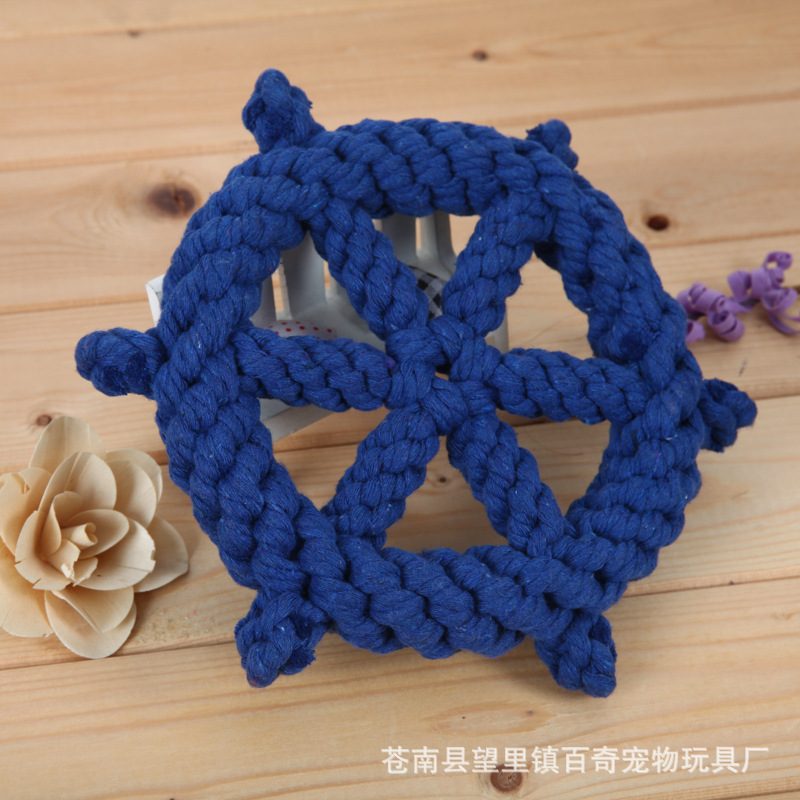 면로프 애완동물 용품 강아지 씹기 장난감 도매 수제 조타봉 핸들바 강아지 장난감