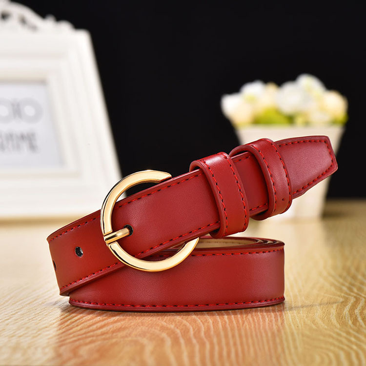 Cinturón de cuero de las mujeres jeans decorativos de estilo coreano con cinturón pequeño negro rojo blanco todo fósforo