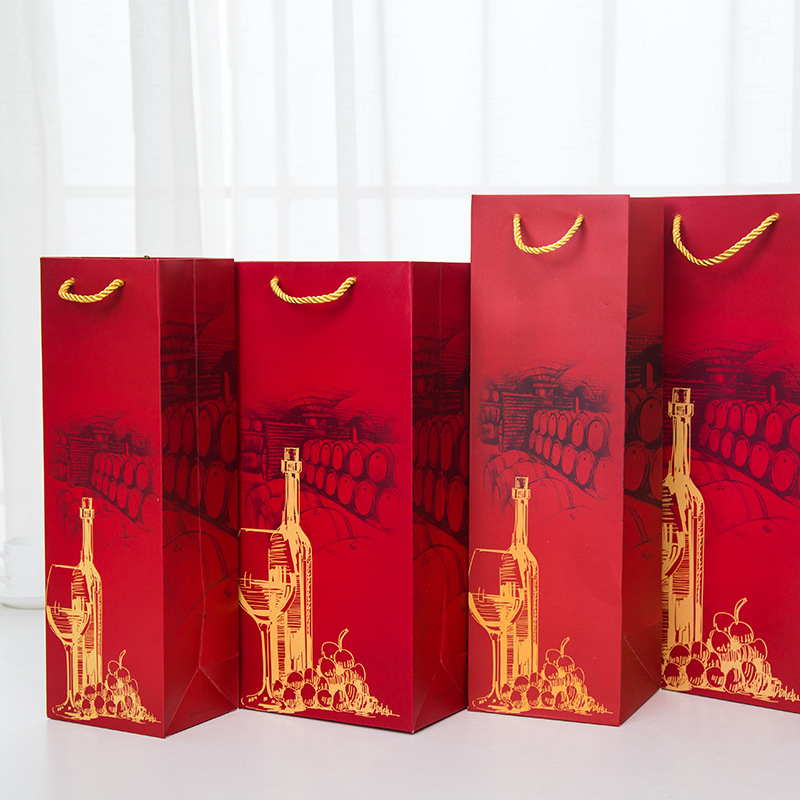 高档双瓶装纸袋红酒礼品袋白卡纸手提酒袋烟酒回礼葡萄酒包装袋子