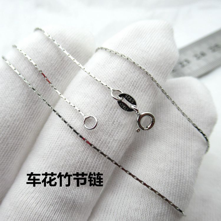 冠生银饰  S925银项链无吊坠素链 纯银竹节项链女时尚百搭