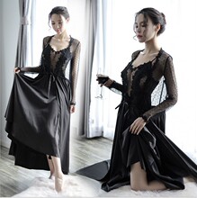 高档唯美套装管阿姨同款睡袍睡裙套装性感缎面情趣内衣