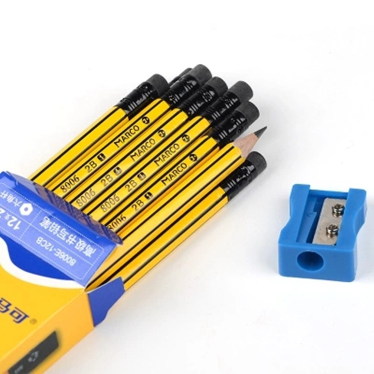 Marco veneno sin plomo no es fácil de romper 8006E amarillo barra lápiz estudiante lápiz de escritura HB/2B