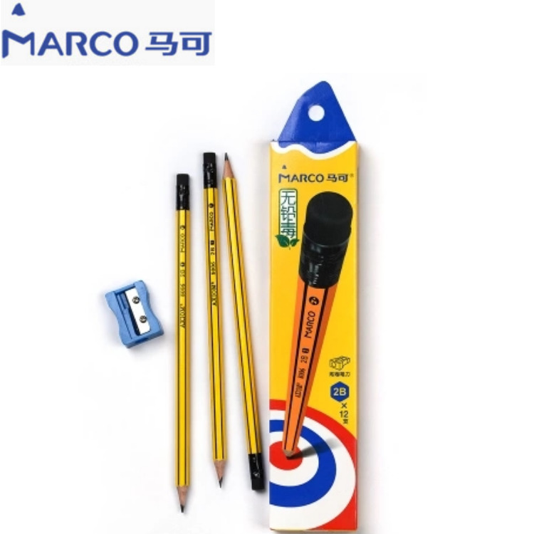 Marco veneno sin plomo no es fácil de romper 8006E amarillo barra lápiz estudiante lápiz de escritura HB/2B