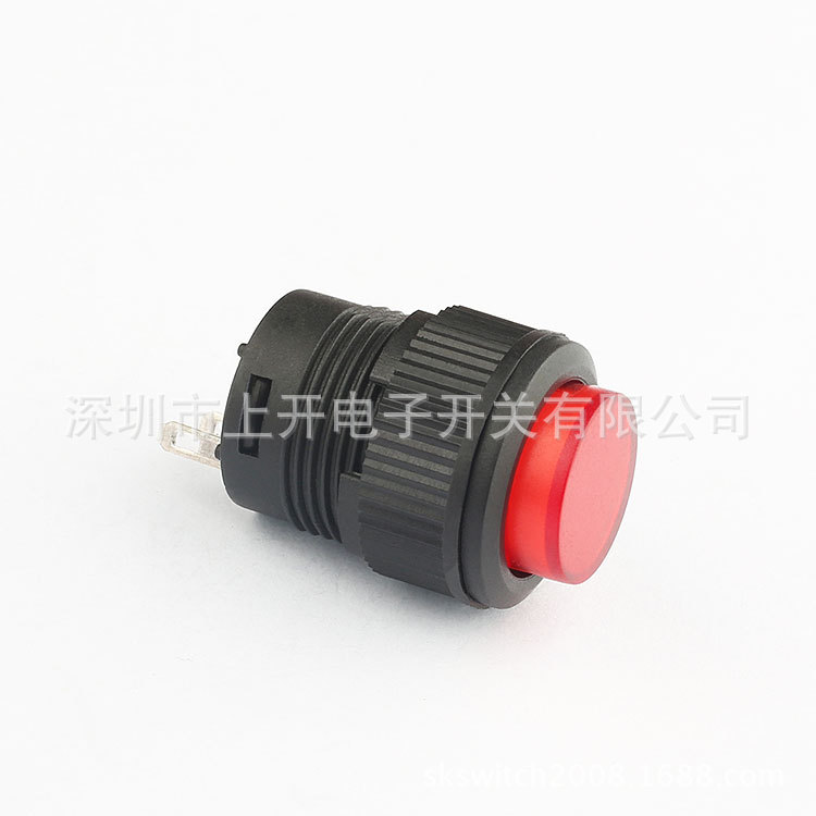 FD16-121无灯无锁复位按钮开关/圆形无灯灯自锁 开孔螺母带灯自锁