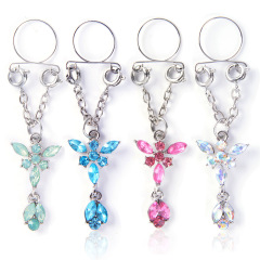 Hot-selling human body piercing jewelry fashionable personalized zirconia butterfly adjustable false nipple ring accessory wholesale