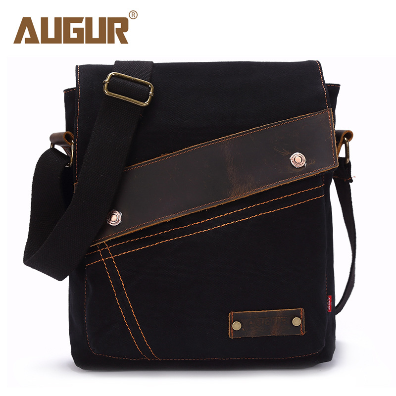 AUGUR nueva bolsa de lona para hombres y mujeres bolsa de mensajero vertical bolsa de hombro suministro transfronterizo retro europeo y americano