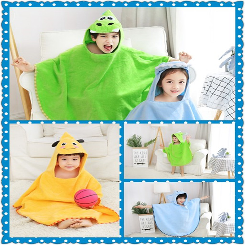 Cross-Border Popular Infant and Toddler Pure Cotton Absorbent and Breathable Children's Cartoon Bathrobe Polygonal Dinosaur Hooded Cape Bath Towel