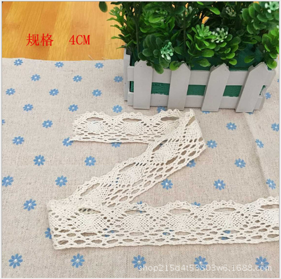 3CM 涤棉全棉花边 DIY家纺辅料漂白本白部分现货供应