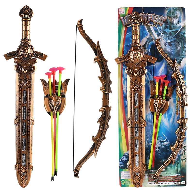 亚马逊新品 古铜兵器套装组合 创意模型仿真儿童弓箭套装