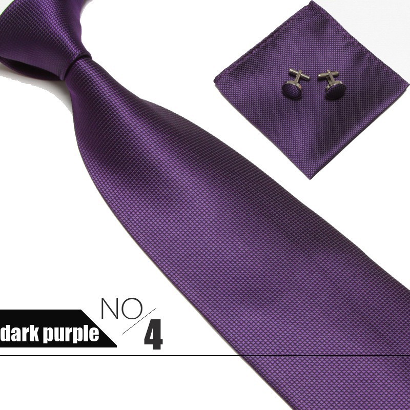 10cmネクタイセット15色ダーク柄色織ポケットタオルカフスボタンメンズビジネスハンカチネクタイ3点セット