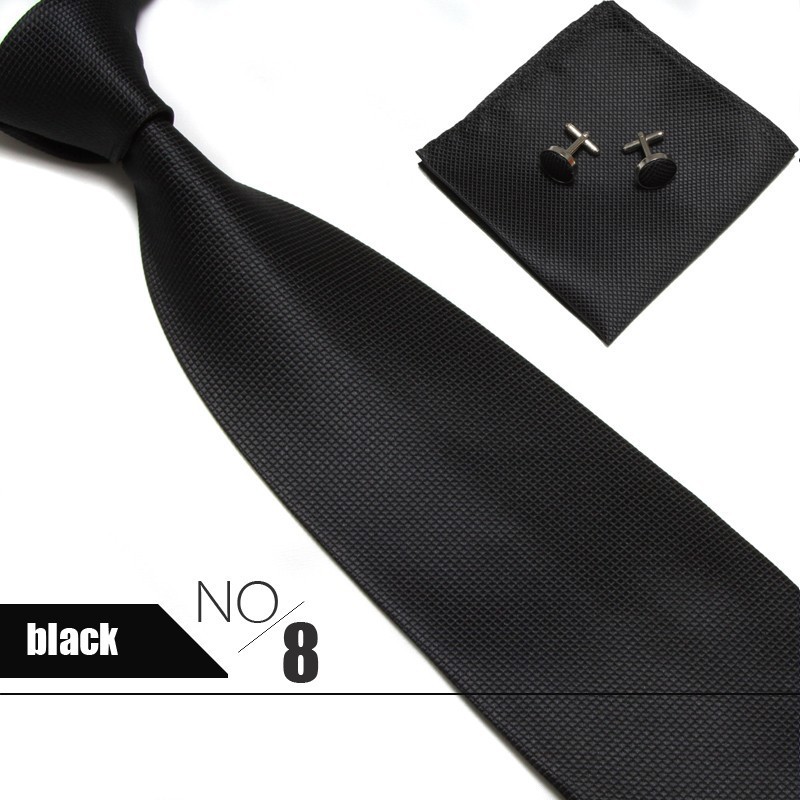 10cmネクタイセット15色ダーク柄色織ポケットタオルカフスボタンメンズビジネスハンカチネクタイ3点セット