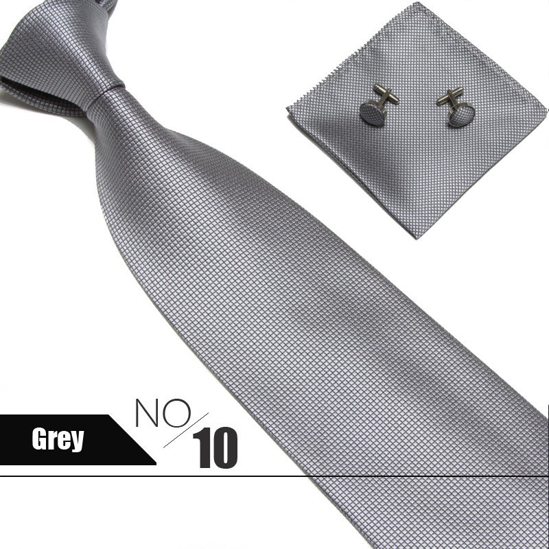 10cmネクタイセット15色ダーク柄色織ポケットタオルカフスボタンメンズビジネスハンカチネクタイ3点セット