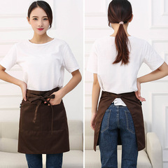 Kitchen half apron, household apron with pockets, anti-fouling, cafe apron, polyester cotton apron, women's smock, adult wholesale