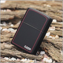 ZIPPO防风煤油打火机美版系列黑哑漆红框标志218ZB