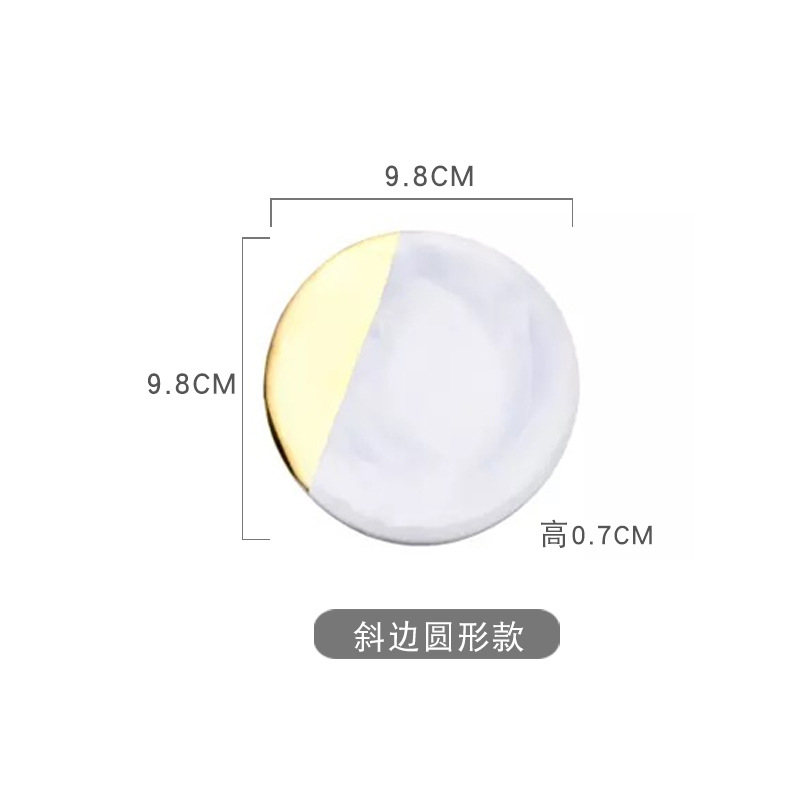 Estilo nórdico ins diseño danés Marbling cerámica Coaster almohadilla de aislamiento térmico borde chapado en oro estera de té accesorios de tiro