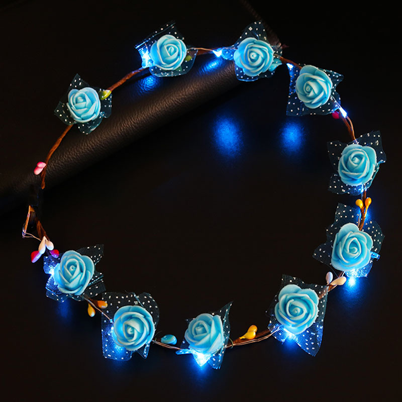 Flash 10 Lights 10 Foam Flower Ring Blue