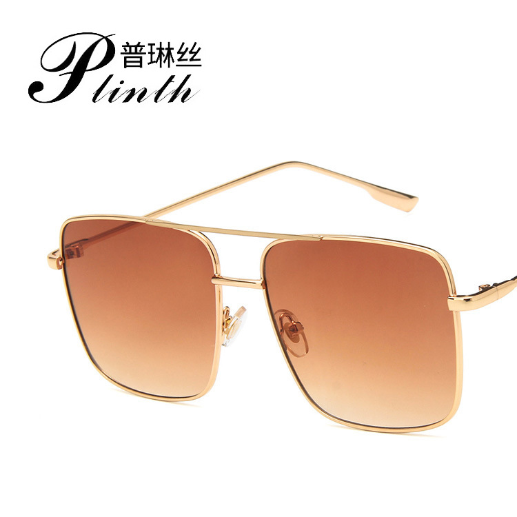 Cross-border 2018 retro metal generous frame sunglasses European and American Marine sunglasses fashion double beam sunglasses