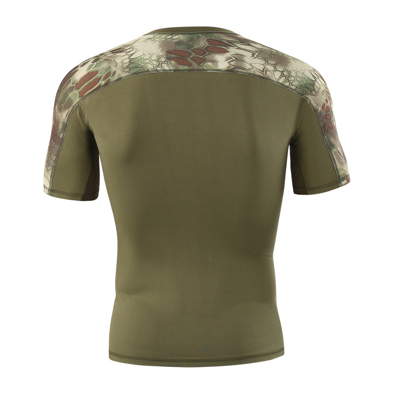 Travel quick dry tactics camouflage T-shirt with a round collar