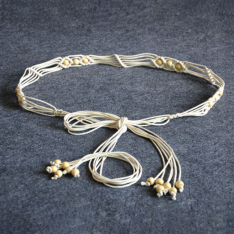 Cuerda de cintura tejida a mano de estilo étnico bohemio para mujer nueva correa de moda personalizada Cadena de cintura para mujer al por mayor