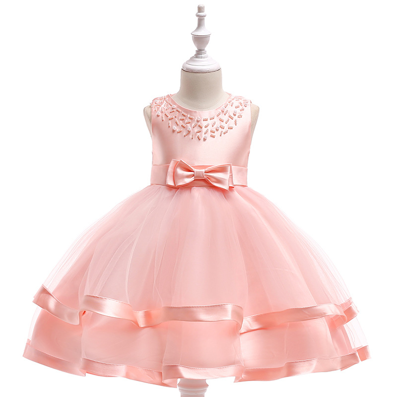 Comercio exterior nuevo vestido de anfitrión vestido de novia para niños vestido de princesa con cuentas hechas a mano vestido de niña entrega de una pieza
