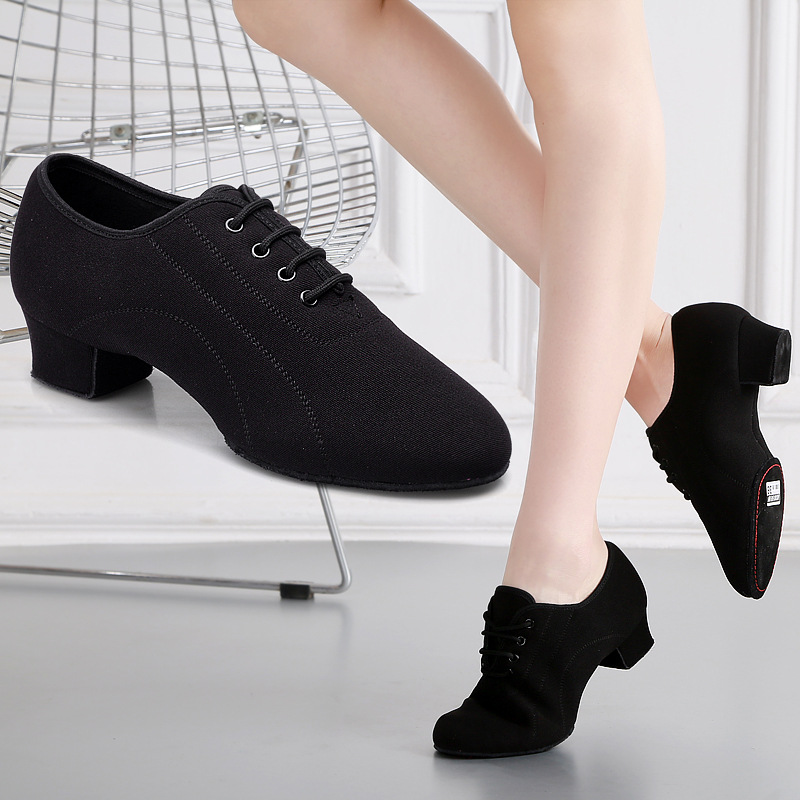 Latin Dance Shoes Children's Cha-cha Shoes Children's Oxford Cloth Men's Ballroom Dance Shoes Two-point Sole Practice Shoes Autumn and Winter