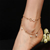 Metal ankle bracelet, pendant from pearl, accessory, wholesale, suitable for import