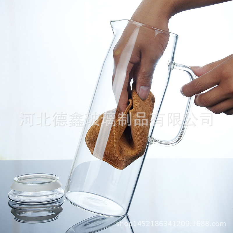 Hogar transparente vidrio botella de agua fría gran capacidad olla de limón sala de estar fría botella de agua blanca olla de jugo botella de agua fría