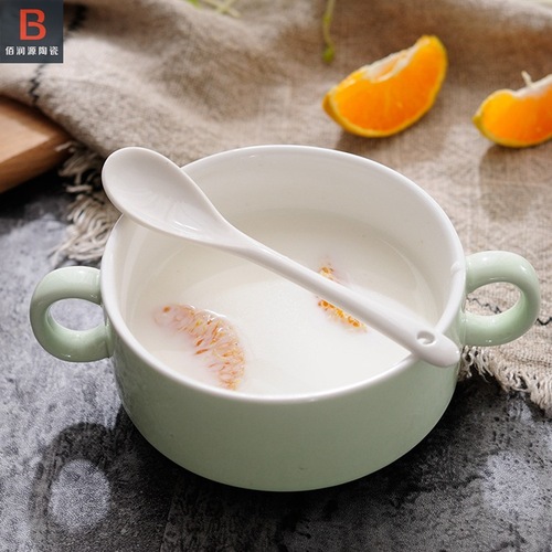 Pure white ceramic household small spoon rice spoon drinking soup eating spoon spoon seasoning spoon household tableware spoon spoon