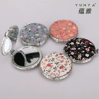 蕴雅牌花布圆形化妆镜 欧美田园风格 广告礼品 促销赠品