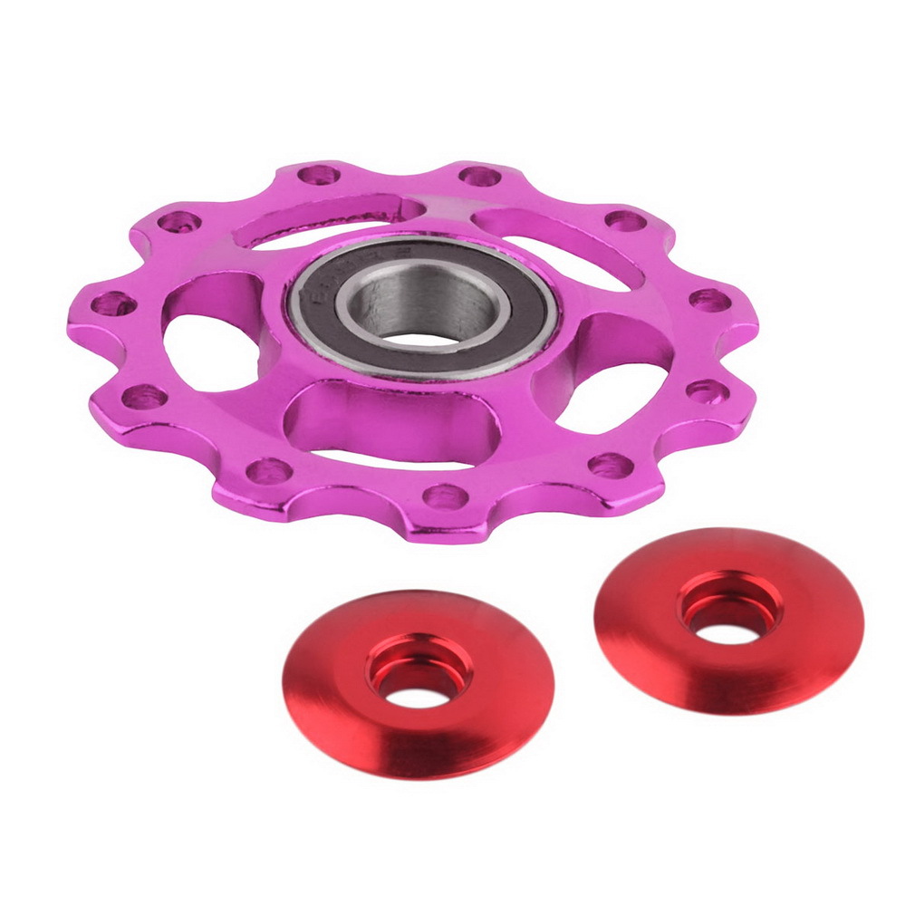 Guía de velocidad de bicicleta accesorios de la rueda guía de la bicicleta de montaña transmisión de la rueda de la guía del dial trasero rueda de la guía del ánodo del CNC multicolor