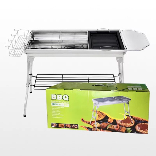 Barbecue grill household large stainless steel barbecue grill camping barbecue stove outdoor folding portable barbecue grill