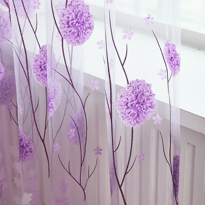 Foreign trade printed transparent window screen Amazon AliExpress ebay new products wholesale curtain cluster flower