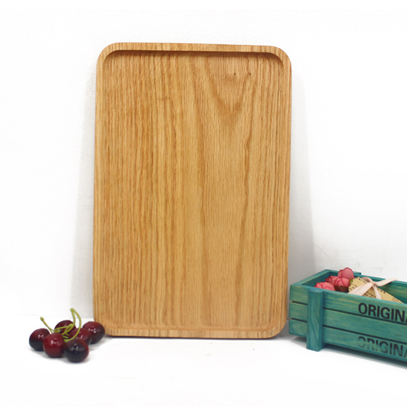 Bandeja rectangular de roble de estilo japonés plato de cena plato de pan de café de madera plato de té de madera maciza sin pintar vajilla plato de madera