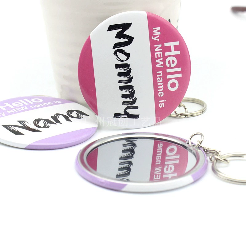 Жесть зеркало с брелком на заказ 58/75 мм круглое жести зеркало багажная подвеска маленькое круглое зеркало