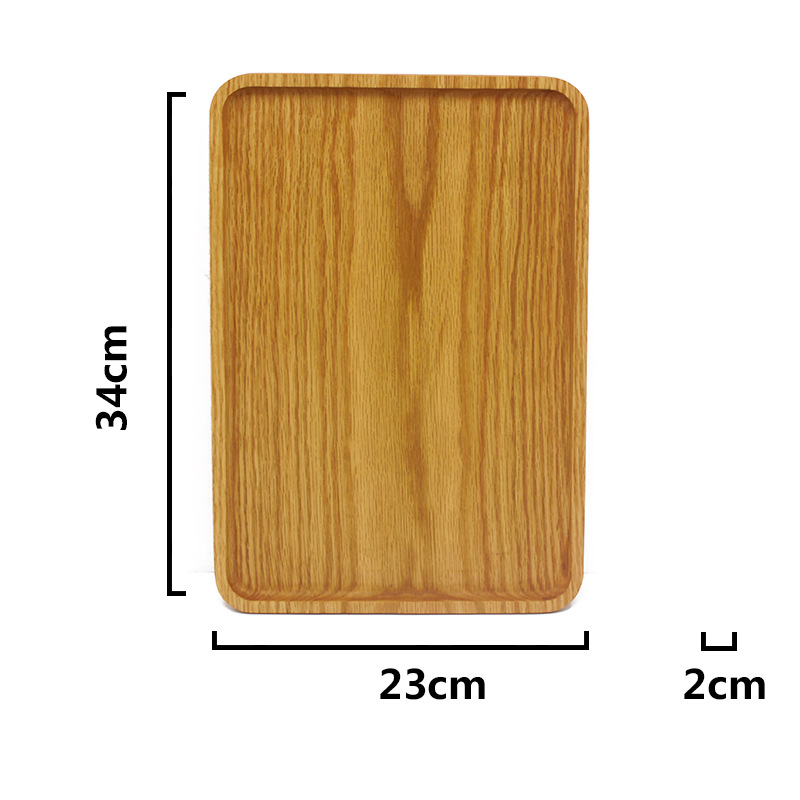 Bandeja rectangular de roble de estilo japonés plato de cena plato de pan de café de madera plato de té de madera maciza sin pintar vajilla plato de madera
