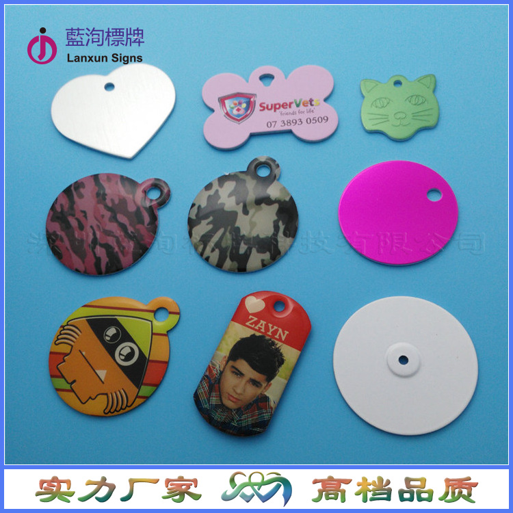 厂家供应金属压铸铝材质彩色印刷五金logo标牌 冲压阳极氧化