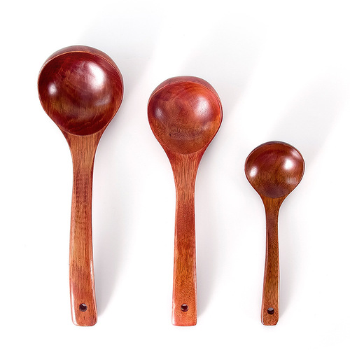 Japanese old lacquer soup spoon long handle wooden spoon household porridge spoon nanmu multi-size soup spoon wholesale can be logo